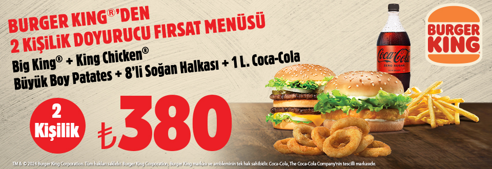 Burger King®'den 2 Kişilik Doyurucu Fırsat Menüsü